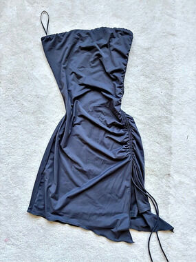 Ruched Black Mini Dress Size UK 6 Like New